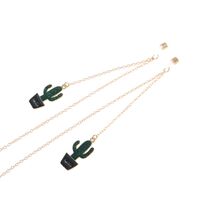 Gold-colored metal non-slip chain, with pendant cactus, for glasses and masks GL810