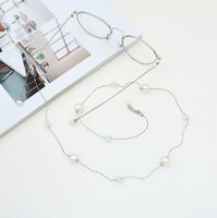Silver-colored metal non-slip chain, with pearl beads, for glasses and masks GA059