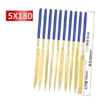 Electroplated diamond files, gold with blue handles, set of 10 pieces