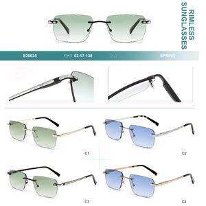 Rimless metal sunglasses with UV-400 protection and nylon lenses, with spring hinges Big City S25635