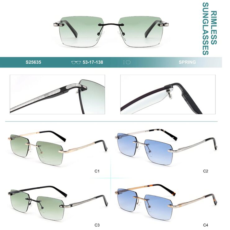 Rimless polarized metal sunglasses with spring hinges Big City S25635