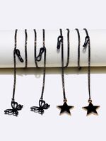 Metal non-slip chain black, with 2-piece set black star and butterfly, for glasses and masks GM003