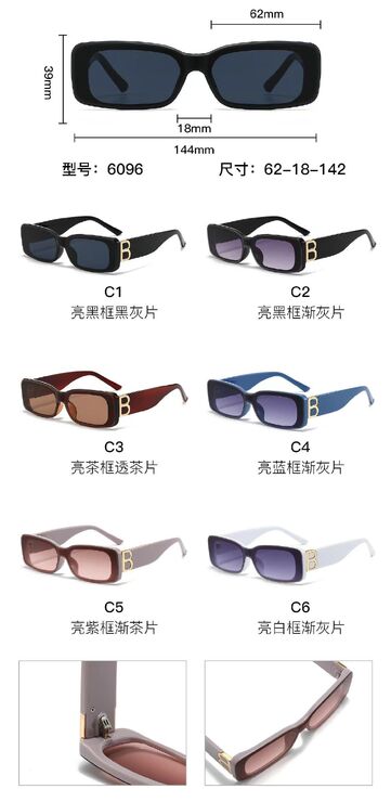 PC plastic sunglasses with metal hinge 6096W
