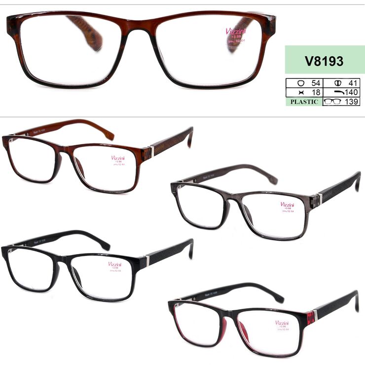 Ready-made plastic frame glasses for women Vizzini V8193, diopters from -4.00 to +4.00