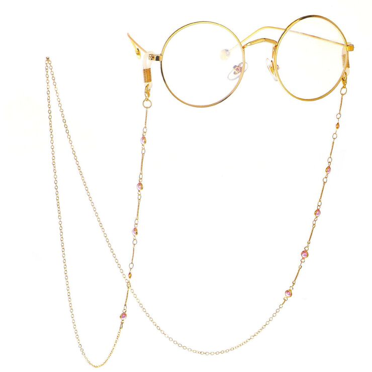 Gold-colored metal non-slip chain, with pearl, for glasses and masks GL112