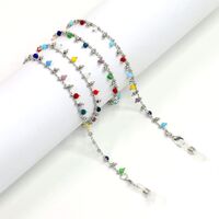 Metal non-slip chain, with colorful glass beads, for glasses and masks GL512