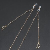 Gold-colored metal non-slip chain, with pendant angel wings and beads, for glasses and masks GL422
