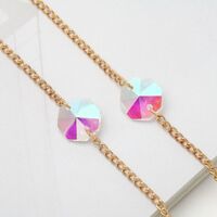 Металлическая нескользящая цепочка золотого цвета, с хрустальными восьмиугольными бусинами, для очков и масок GA051