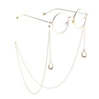 Gold-colored metal non-slip chain, with pendant water drop with diamond, for glasses and masks GL808