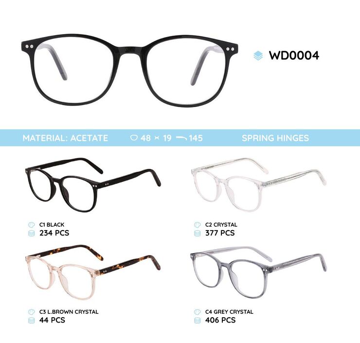 Plastic frames for glasses acetate material with spring hinges WD0004