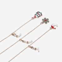 Набор из двух золотых и серебряных цепочек для очков с полыми лунами и звездами GM082