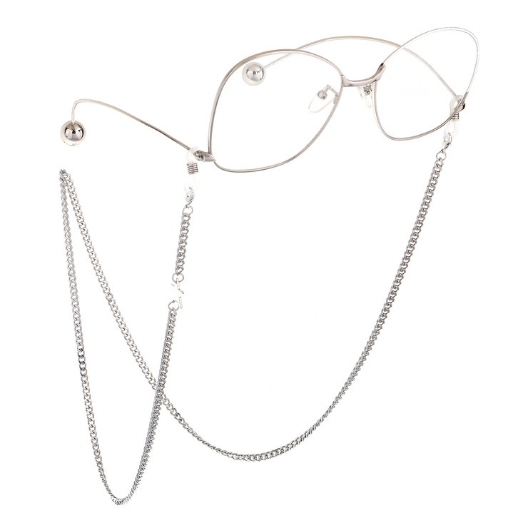 Metal non-slip chain, with rose, for glasses and masks GL684