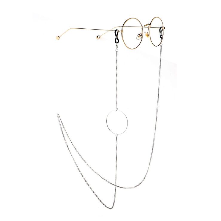Gold-colored metal non-slip chain, with ring pendant, for glasses and masks GS032