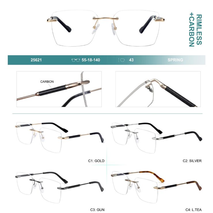 Rimless metal frames for glasses with spring hinges Big City 25621