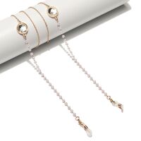 Gold-colored metal non-slip chain, with red crystal and pearl, for glasses and masks GL1505