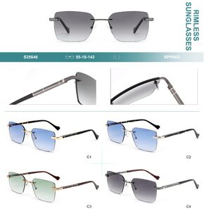 Rimless metal sunglasses with UV-400 protection and nylon lenses, with spring hinges Big City S25646