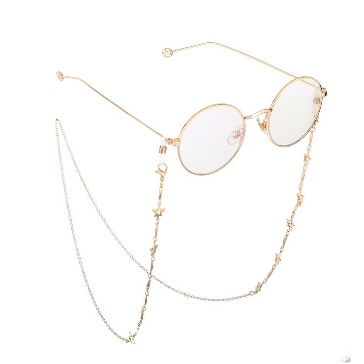 Gold-colored metal non-slip chain, with copper star, for glasses and masks GL745