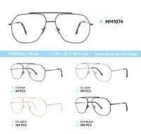 Metal men's frame for glasses with spring hinges MM1074