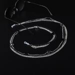Metal non-slip silver black multi-layer chain, with crystal, for glasses and masks GL962