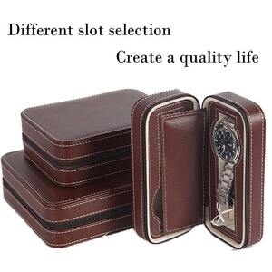 Case for storing and carrying the watch collection HSB3-1, brown/black-red