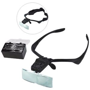 Binocular magnifier with backlight, magnifying glass with head mount 9892B-XX-2, magnification: 1X, 1,5X, 2X, 2,5X, 3,5X