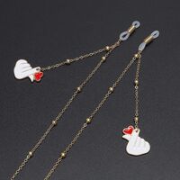 Gold-colored metal non-slip chain, with heart and clip beads, for glasses and masks GL650