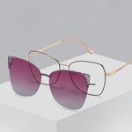 Оправа металлическая женская с защитой от синего света с флексом + магнитная солнцезащитная насадка (клипон) 7014-GT