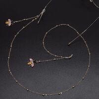 Металлическая нескользящая цепочка золотого цвета, с кулоном в форме пчелы и бусинами, для очков и масок GL547