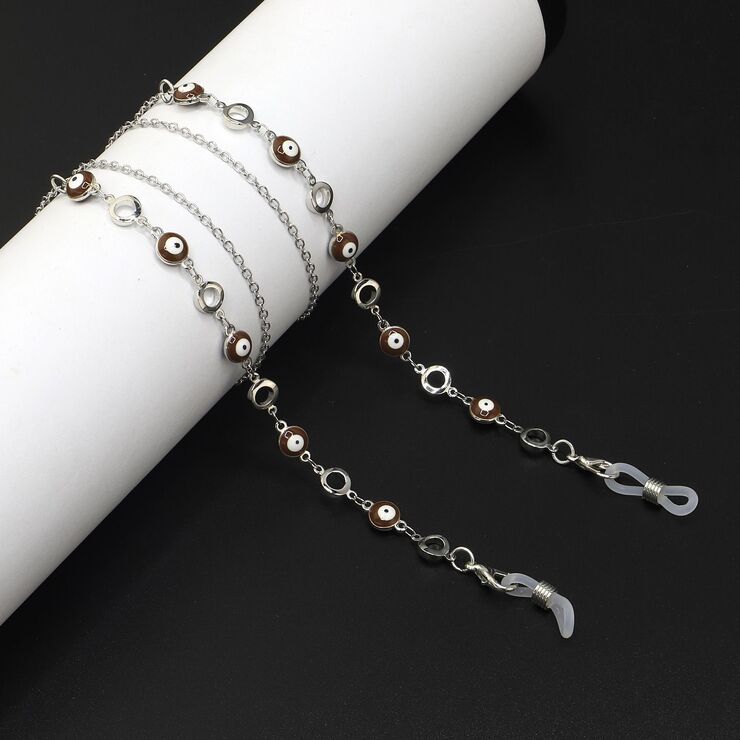 Silver-colored metal non-slip chain, with round yeys, for glasses and masks GL918