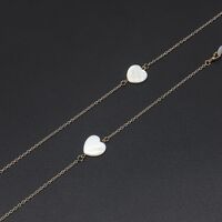 Gold-colored metal non-slip chain, with white heart, for glasses and masks GL706
