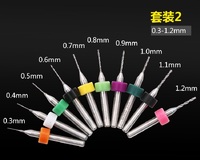 Set of drills made of tungsten steel with cylindrical shanks, 0.1-3 mm