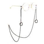 Black-colored metal non-slip chain, with pendant round, for glasses and masks GL889