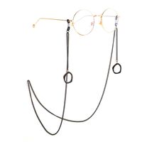 Black-colored metal non-slip chain, with pendant round, for glasses and masks GL889