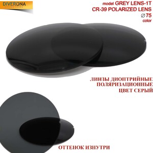 Линзы пластиковые поляризационные Ø75 мм POLARIZED GREY LENS-1T (цена за пару)