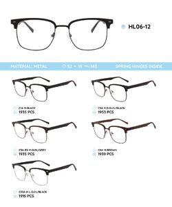 Металлическая оправа с дужками из материала TR-90 со встроенным флексом HL06-12