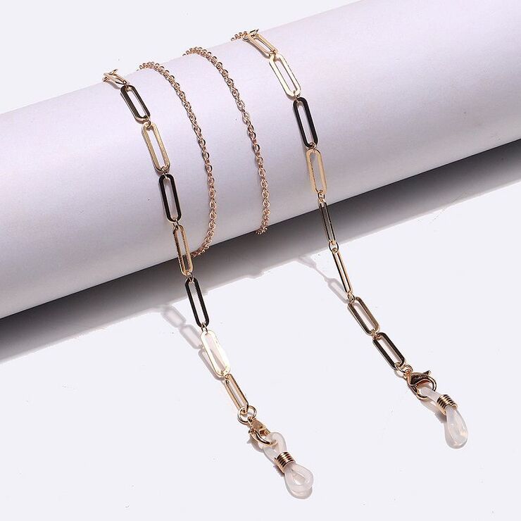 Металлическая нескользящая цепочка золотого цвета, для очков и масок GL1434