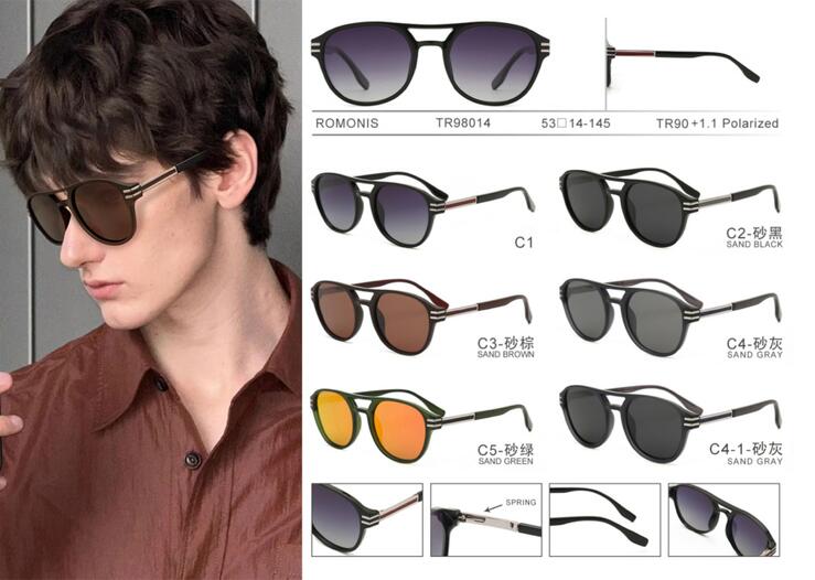 Polarized TR90 sunglasses with spring hinges for men Romonis TR98014-R