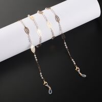 Metal non-slip chain with gold hollow leaves pearl for glasses and masks GL945