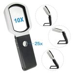 Folding magnifier with universal backlight 7018FX-XX, dimensions: 85*55 mm, ⌀20 mm, magnification: 10Х, 25Х