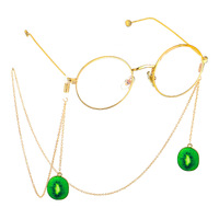 Gold-colored metal non-slip chain, with pendant kiwi, for glasses and masks GL658