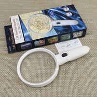 Лупа с универсальной подсветкой, увеличительное стекло с ручкой 6B-9-XX, диаметр 138 мм, увеличение: 1,5Х, 5Х