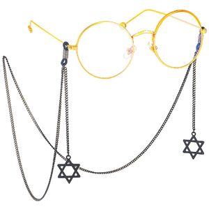 Металлическая нескользящая цепочка черного цвета, с подвеской шестиконечная звезда, для очков и масок GL415