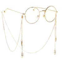 Gold-colored metal non-slip chain, with rivet and rhinestone, for glasses and masks GL148