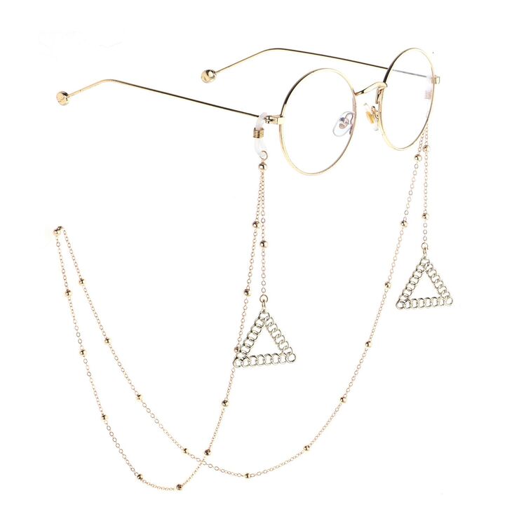 Gold-colored metal non-slip chain, with beads, for glasses and masks GL789