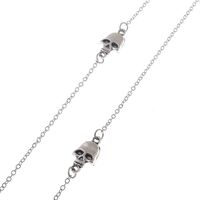 Silver-colored metal non-slip chain, with skull, for glasses and masks GL063