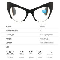 Reading PC plastic glasses with Blue Ray Cut protection and spring hinges for women KY231, diopters from +1.00 to +4.00