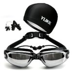 Swimming waterproof anti-fog goggles, earpugs, nose clip, cap, 770-1-YU