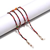 Металлическая нескользящая цепочка золотого цвета, с разноцветными рисовыми бусинами и камнем, для очков и масок GL1287