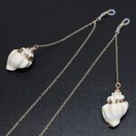 Gold-colored metal non-slip chain, with white small conch, for glasses and masks GL506