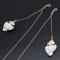 Металлическая нескользящая цепочка золотого цвета, с белой ракушкой, для очков и масок GL506